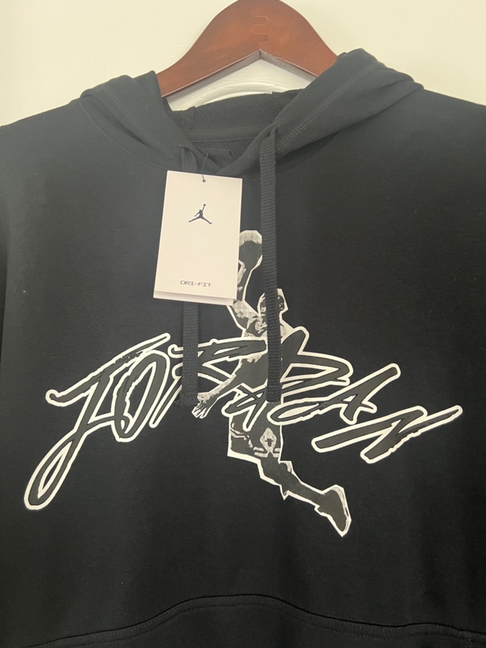 Jordan Black Hoodie with White Jumpman Script